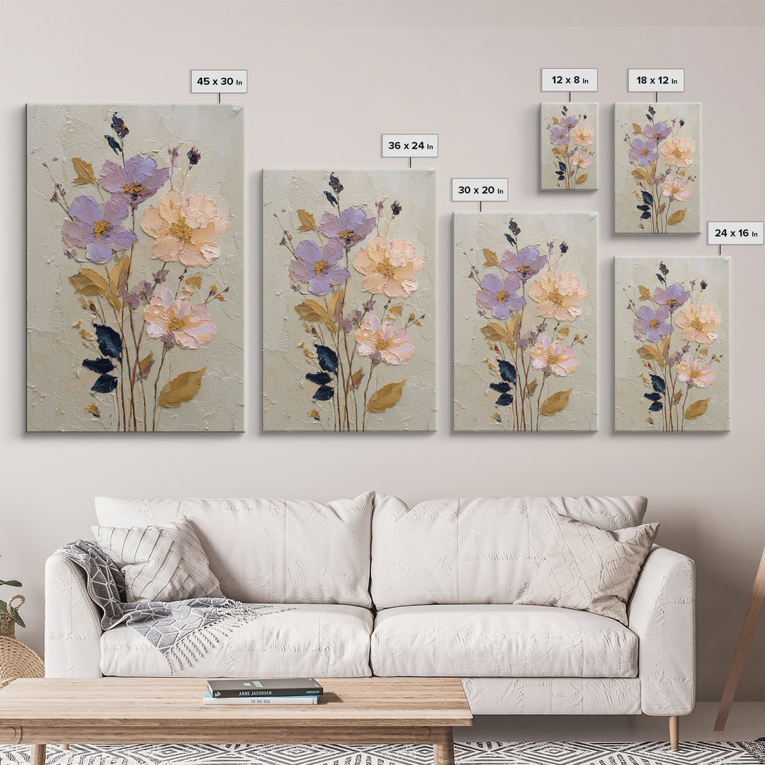 Delicate Wildflower Study Framed Canvas Print, Botanical Art, Art Nouveau, Living Room Decor, Watercolor Art, Botanic, BOT-2x3-59