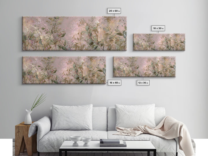 Eucalyptus Stems in Soft Sage Tones Framed Canvas Print, Botanical Art, Textured Painting, Living Room Decor, Fine Art, Botanic, BOT-3x1-27