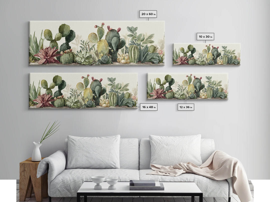 Cactus Botanical Plate Canvas Print, Botanical Art, Living Room Decor, Fine Art, Botanic, Fine Art Print, Statement Artwork, BOT-3x1-29