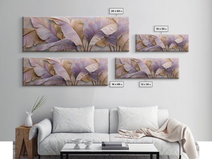 Tropical Banana Leaf Painted Canvas Print, Botanical Art, Textured Painting, Living Room Decor, Fine Art, Botanic, BOT-3x1-96