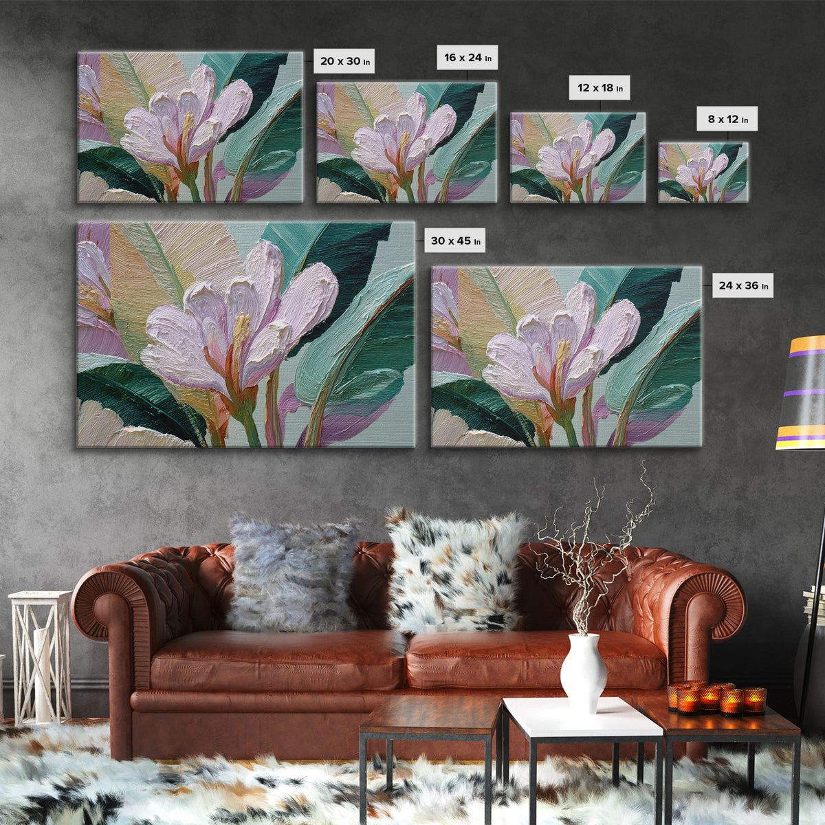 Tropical Banana Leaf Painted Canvas Print, Botanical Art, Whimsical Decor, Living Room Decor, Oil Painting, Botanic, BOT-3x2-12