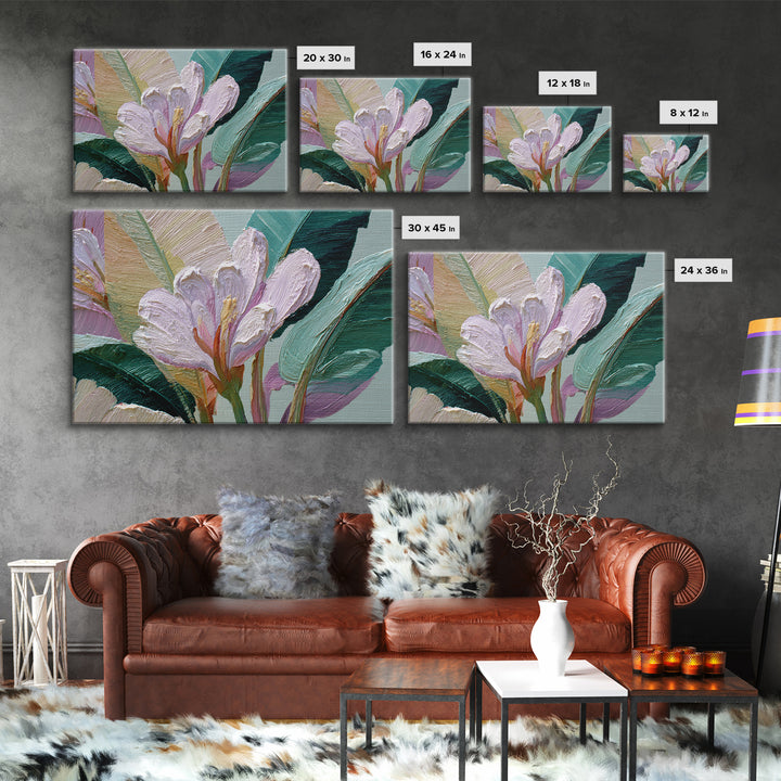 Tropical Banana Leaf Painted Canvas Print, Botanical Art, Whimsical Decor, Living Room Decor, Oil Painting, Botanic, BOT-3x2-12