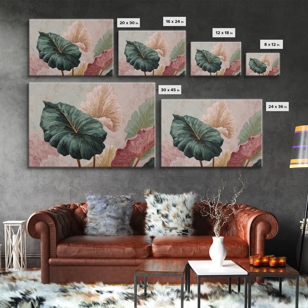 Oversized Monstera Leaf Canvas Print, Botanical Art, Whimsical Decor, Living Room Decor, Oil Painting, Botanic, BOT-3x2-54