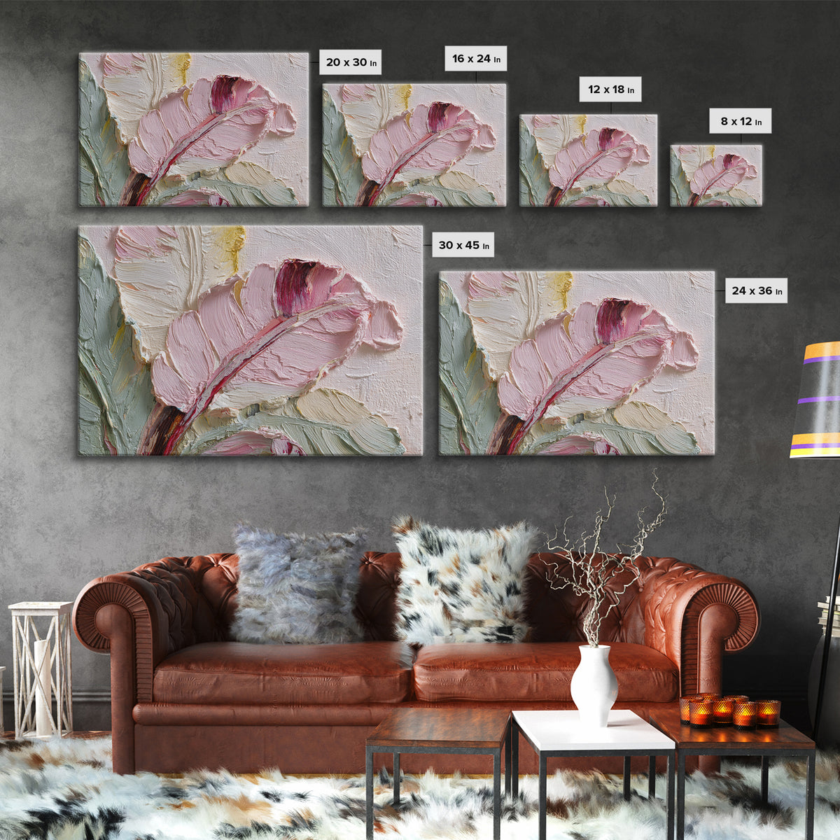 Tropical Banana Leaf Painted Framed Canvas Print, Botanical Art, Textured Painting, Living Room Decor, Fine Art, Botanic, BOT-3x2-60