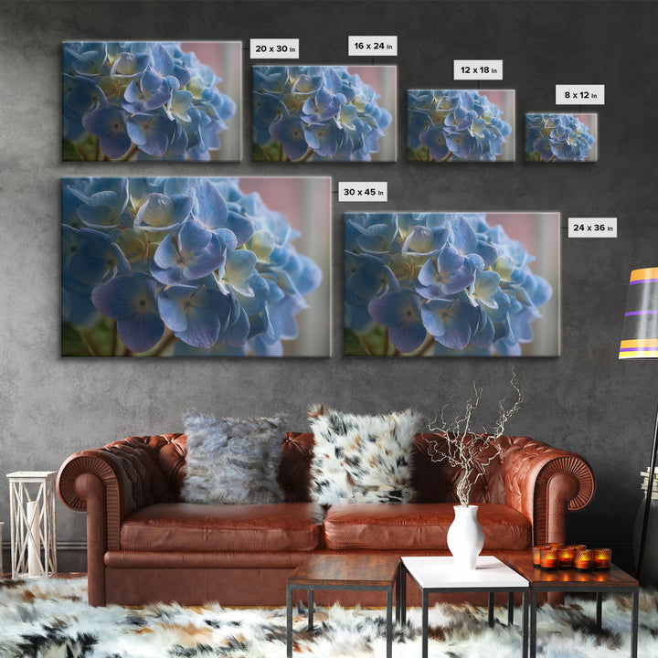 Blue Hydrangea Cluster Canvas Print, Botanical Art, Modern Wall Art, Living Room Decor, Fine Art, Botanic, Textured Painting, BOT-3x2-94