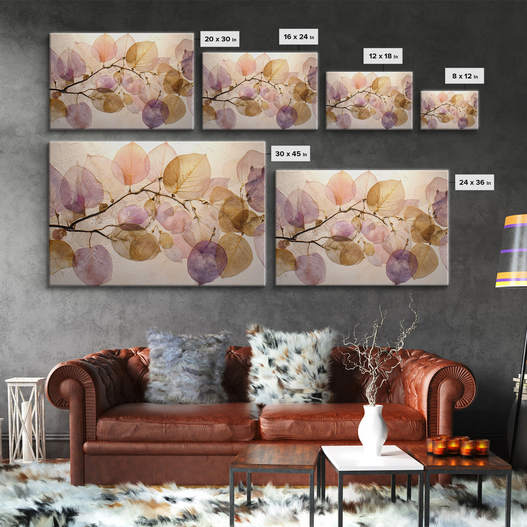 Autumn Leaves Specimen Collection Framed Canvas Print, Botanical Art, Print, Living Room Decor, Watercolor Art, Botanic, BOT-3x2-96
