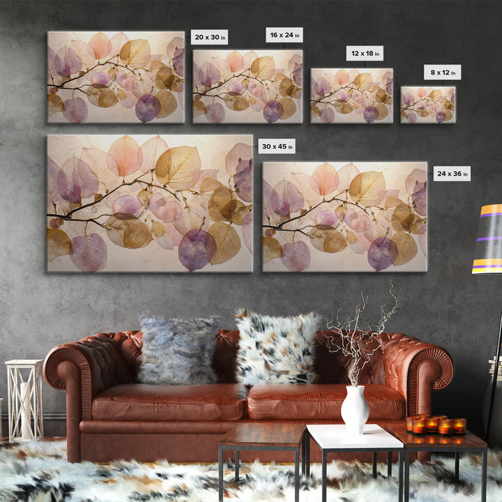 Autumn Leaves Specimen Collection Framed Canvas Print, Botanical Art, Print, Living Room Decor, Watercolor Art, Botanic, BOT-3x2-96