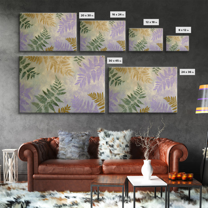 Fern Shadow Pattern on Plaster Surface Framed Canvas Print, Botanical Art, Home Gift, Living Room Decor, Fine Art, Botanic, BOT-3x2-99