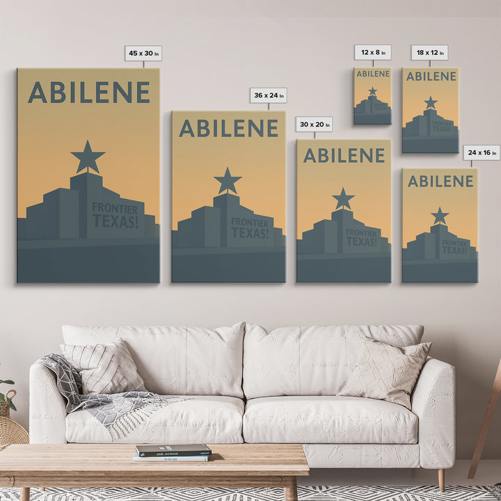 Abilene Travel Poster, Framed Canvas Print, Minimalist Retro Wall Art, Abilene Travel Art, City Illustration, Vintage City Art