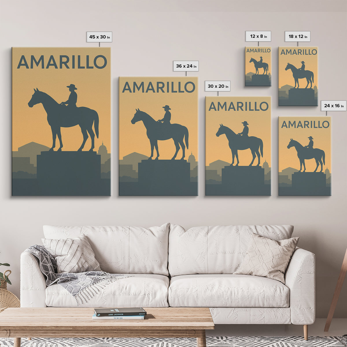 Amarillo Texas Travel Poster, Canvas Print, Mid Century Travel Art, Amarillo City Art, Modern Wall Decor, Eclectic Wall Decor, Office Decor