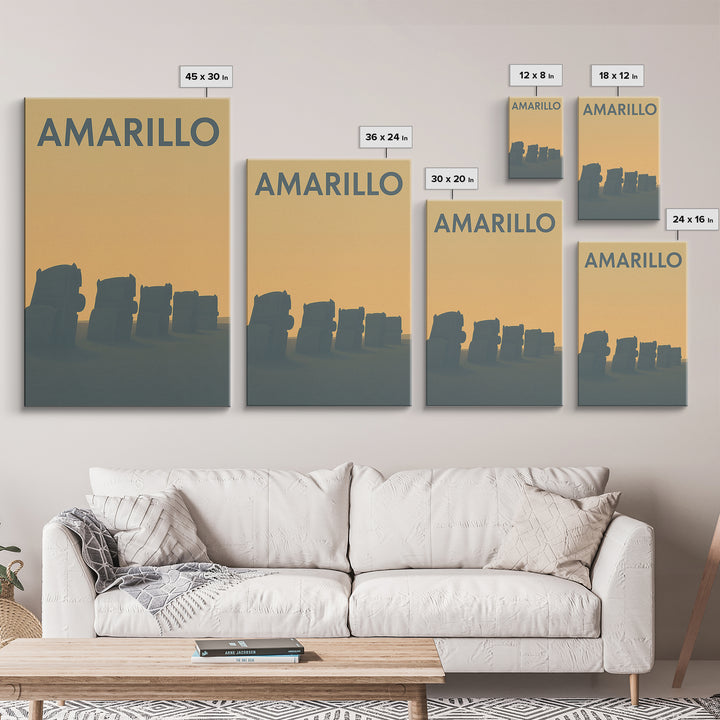 Amarillo Travel Poster, Framed Canvas Print, Mid Century Travel Art, Amarillo Wall Art, Travel Poster Set, Travel Wall Decor, Home Decor