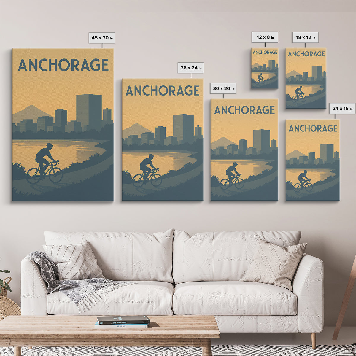 Anchorage Travel Poster, Canvas Print, Minimalist Retro Wall Art, Anchorage Poster Print, Travel Poster Set, City Illustration