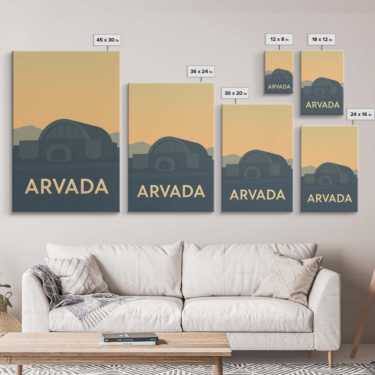 Arvada Colorado Travel Poster, Framed Canvas Print, Mid Century Travel Art, Arvada City Art, Mid Century Wall Art, Eclectic Wall Decor