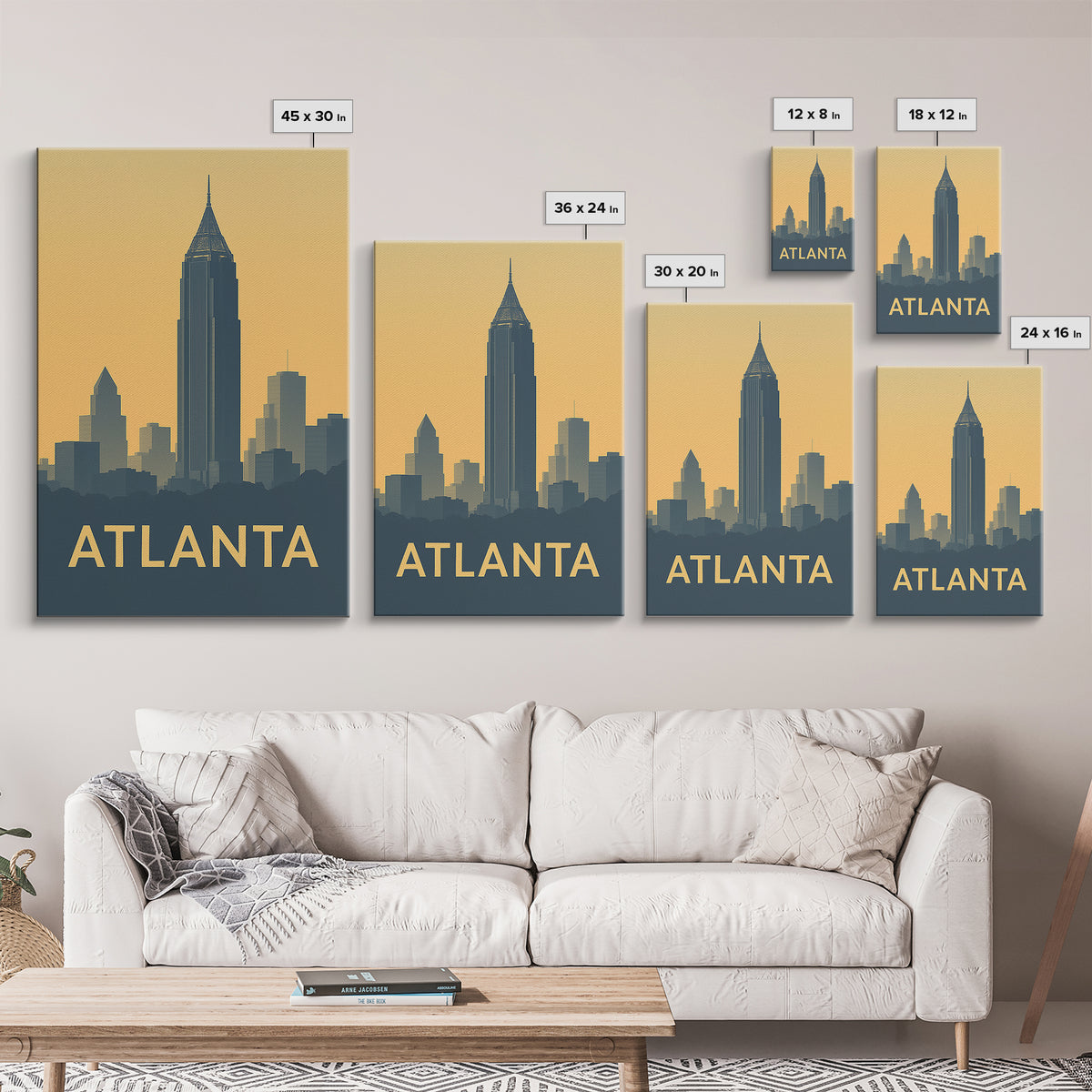Atlanta Georgia Travel Poster, Framed Canvas Print, Vintage City Poster Art, Atlanta Art Print, Mid Century Wall Art, Vintage Travel Art
