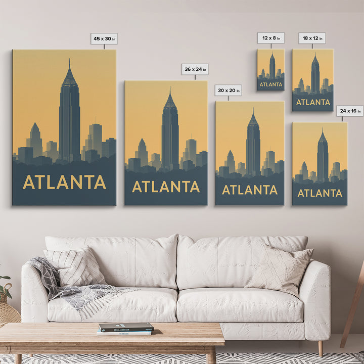 Atlanta Georgia Travel Poster, Framed Canvas Print, Vintage City Poster Art, Atlanta Art Print, Mid Century Wall Art, Vintage Travel Art