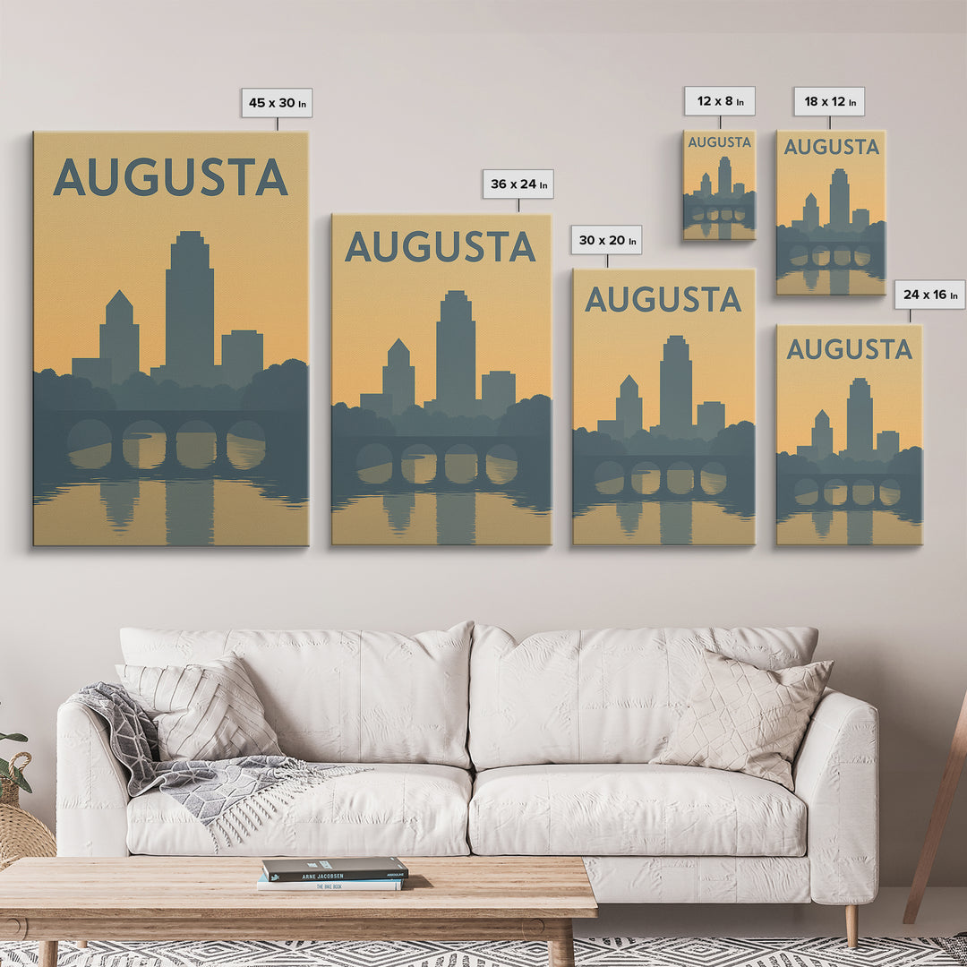 Augusta Georgia Travel Poster, Canvas Print, Mid Century Travel Art, Augusta City Art, City Travel Prints, City Illustration, Travel Print