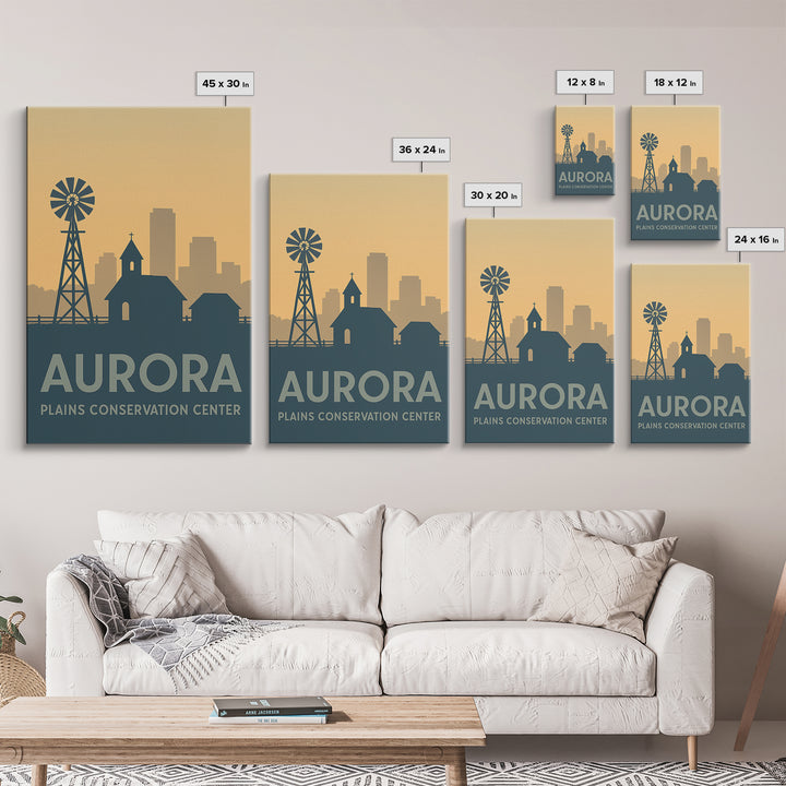 Aurora Travel Poster, Framed Canvas Print, Minimalist Retro Wall Art, Aurora Travel Art, Living Room Wall Art, Eclectic Wall Decor