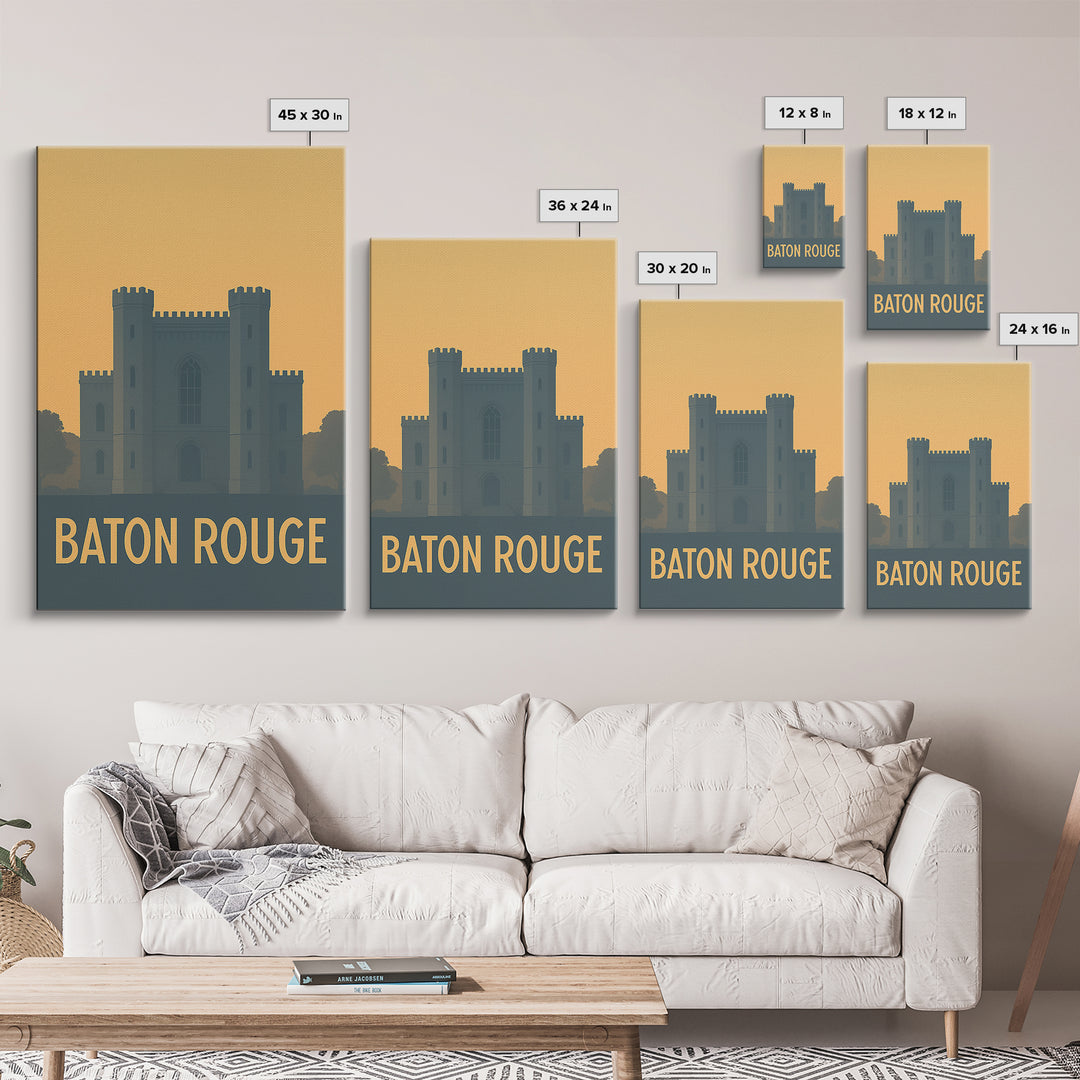 Baton Rouge Travel Poster, Canvas Print, Minimalist Retro Wall Art, Baton Rouge Wall Art, Modern Wall Decor, Retro Travel Print