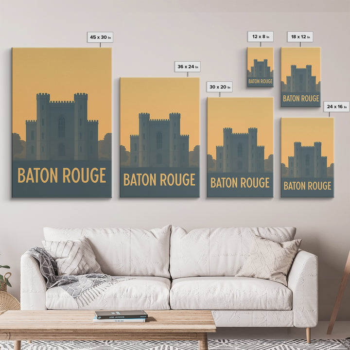 Baton Rouge Travel Poster, Canvas Print, Minimalist Retro Wall Art, Baton Rouge Wall Art, Modern Wall Decor, Retro Travel Print