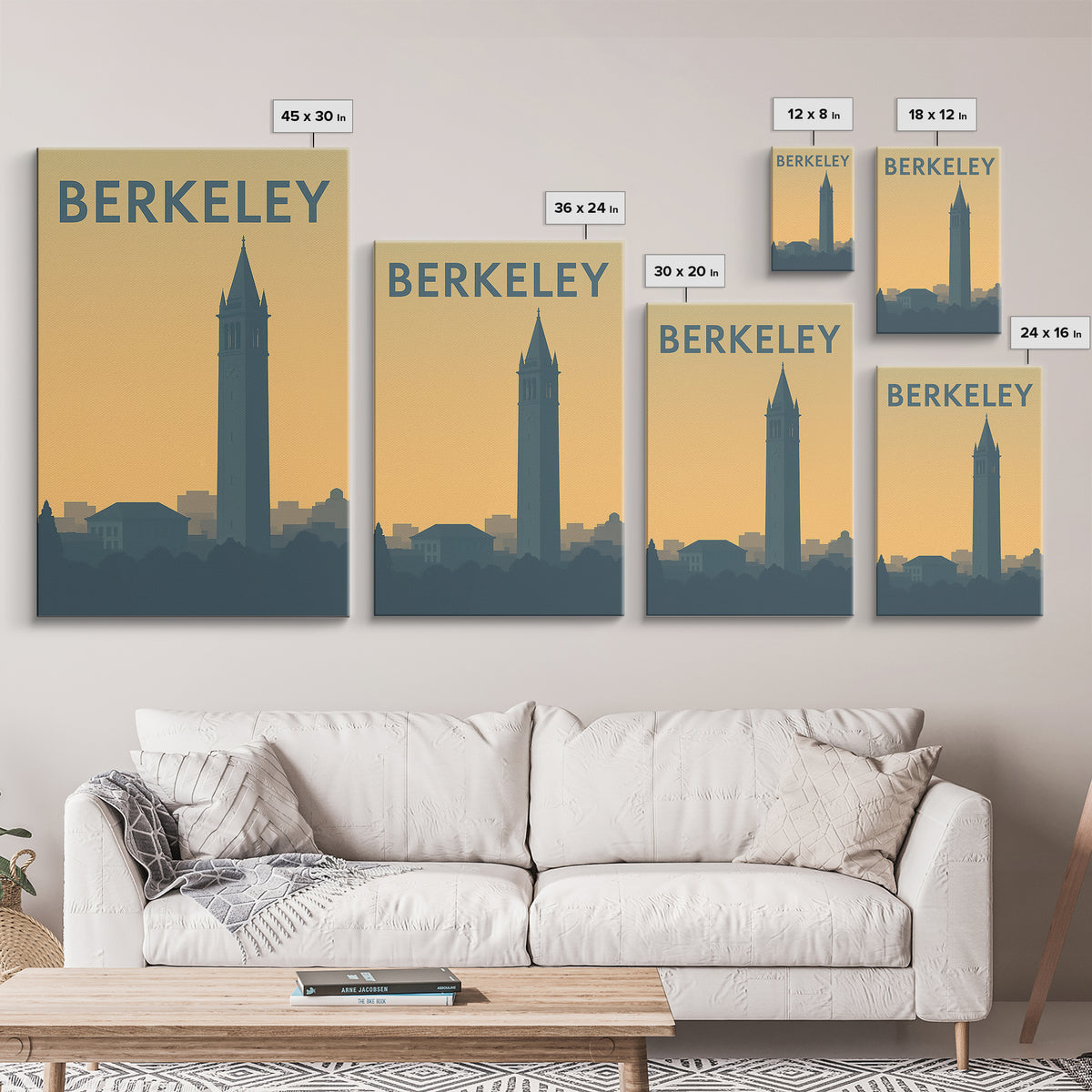 Berkeley California Travel Poster, Canvas Print, Sunset Skyline Wall Art, Berkeley Print, Travel Wall Art, Wall Decor, Travel Art Print