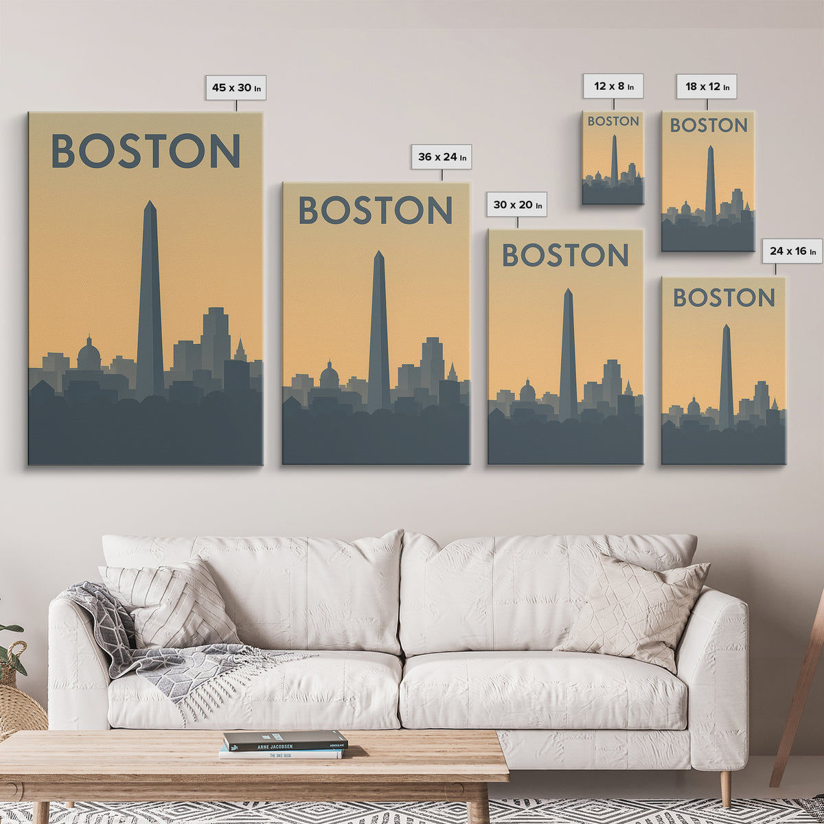 Boston Massachusetts Travel Poster, Canvas Print, Mid Century Travel Art, Boston Travel Art, Office Decor, Gift For Travelers, City Poster