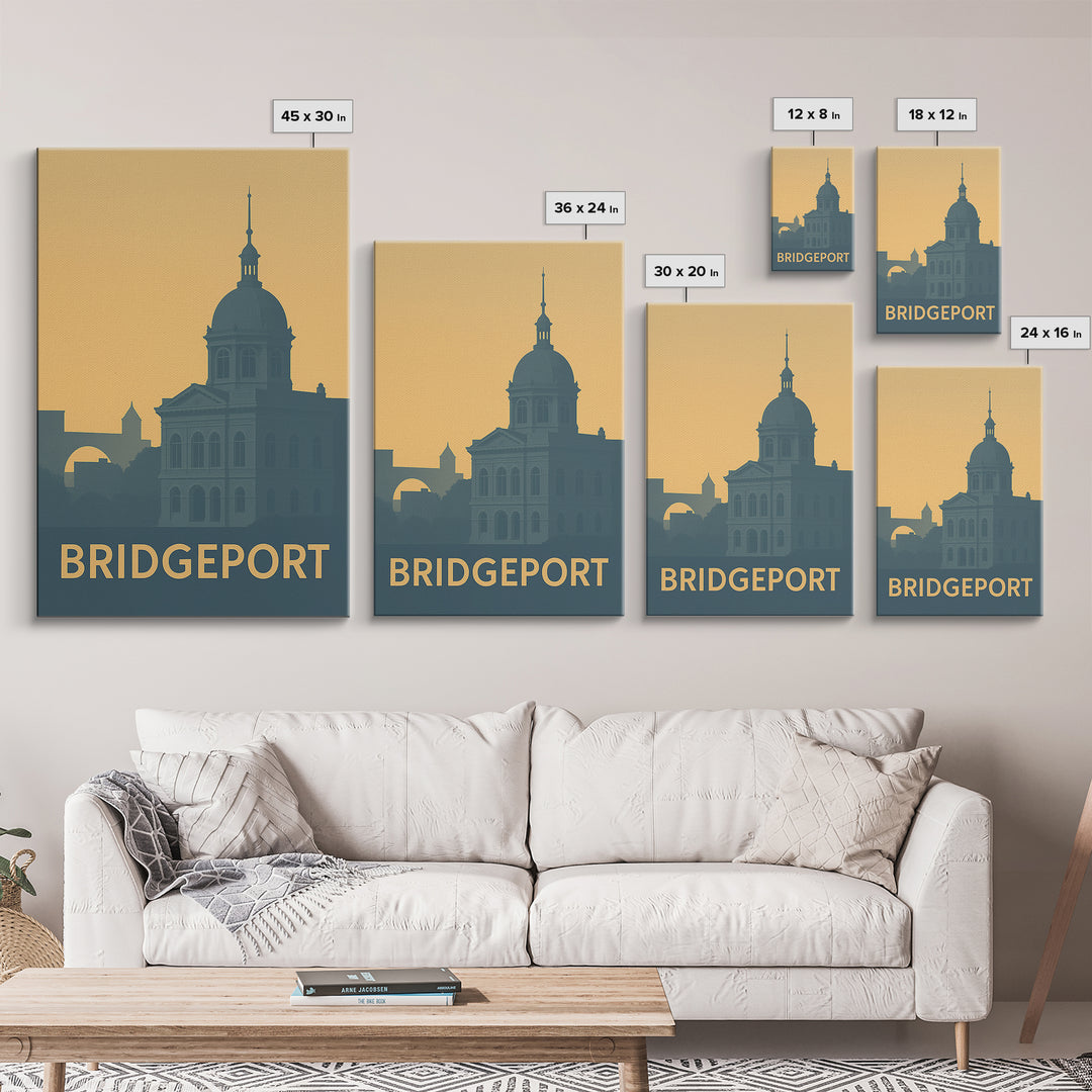 Bridgeport Connecticut Travel Poster, Canvas Print, Vintage City Poster Art, Bridgeport Travel Art, Wall Art, Vintage City Poster