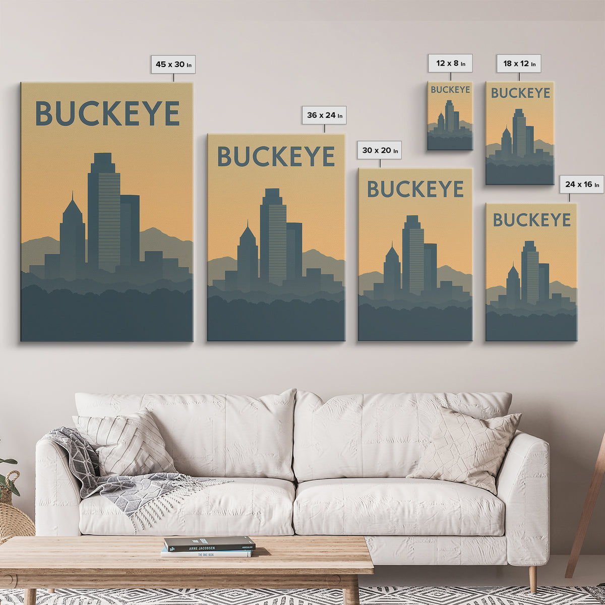 Buckeye Travel Poster, Framed Canvas Print, Sunset Skyline Wall Art, Buckeye City Art, Fine Art Print, Travel Poster Art, Travel Poster Set