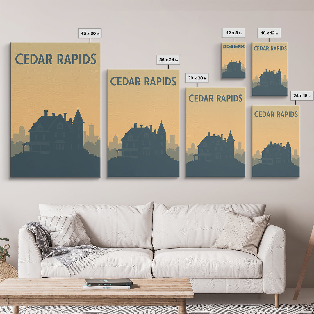 Cedar Rapids Iowa Travel Poster, Canvas Print, Minimalist Retro Wall Art, Cedar Rapids Art Print, Modern Wall Decor, Travel Poster Art