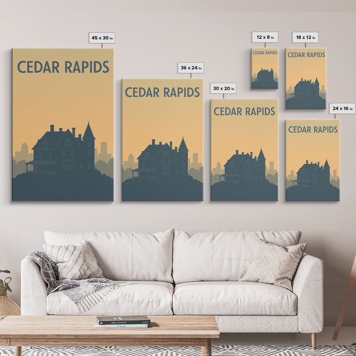 Cedar Rapids Iowa Travel Poster, Canvas Print, Minimalist Retro Wall Art, Cedar Rapids Art Print, Modern Wall Decor, Travel Poster Art