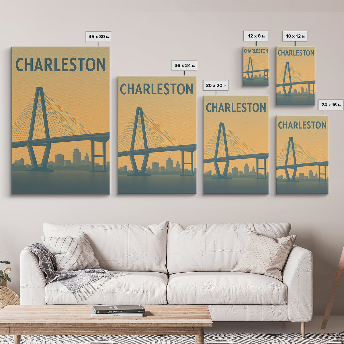 Charleston South Carolina Travel Poster, Canvas Print, Travel Art, Charleston Wall Art, Wall Decor, Wanderlust Decor, City Travel Prints