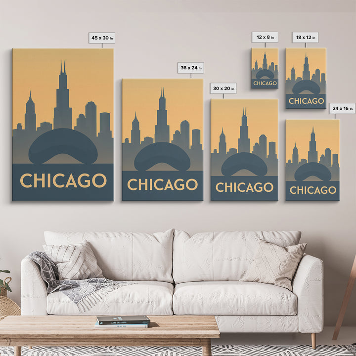 Chicago Illinois Travel Poster, Canvas Print, Retro Wall Art, Chicago Travel Art, Fine Art Print, Vintage City Art, Travel Art Print