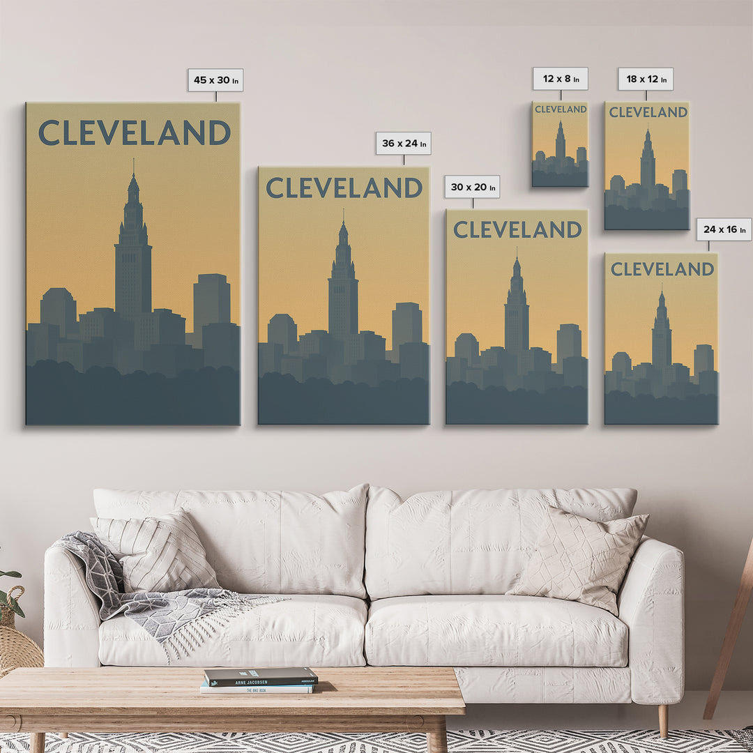 Cleveland Travel Poster, Canvas Print, Vintage City Poster Art, Cleveland Art Print, Travel Wall Art, Retro Travel Print, Travel Art Print