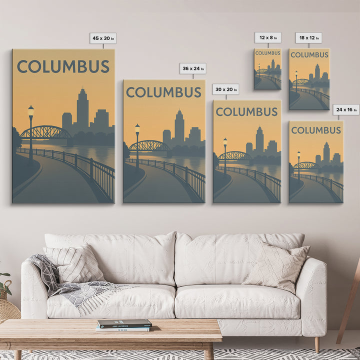 Columbus Ohio Travel Poster, Canvas Print, Mid Century Travel Art, Columbus Art Print, Wall Art, Eclectic Wall Decor, Travel Decor