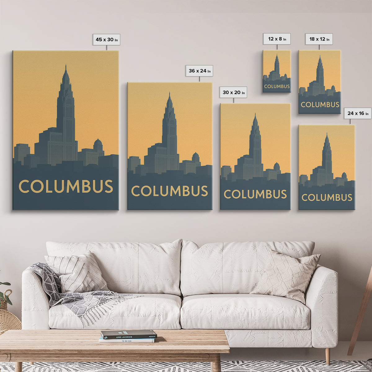 Columbus Travel Poster, Canvas Print, Mid Century Travel Art, Columbus Travel Art, Travel Poster Art, Travel Art Print, Modern Wall Decor