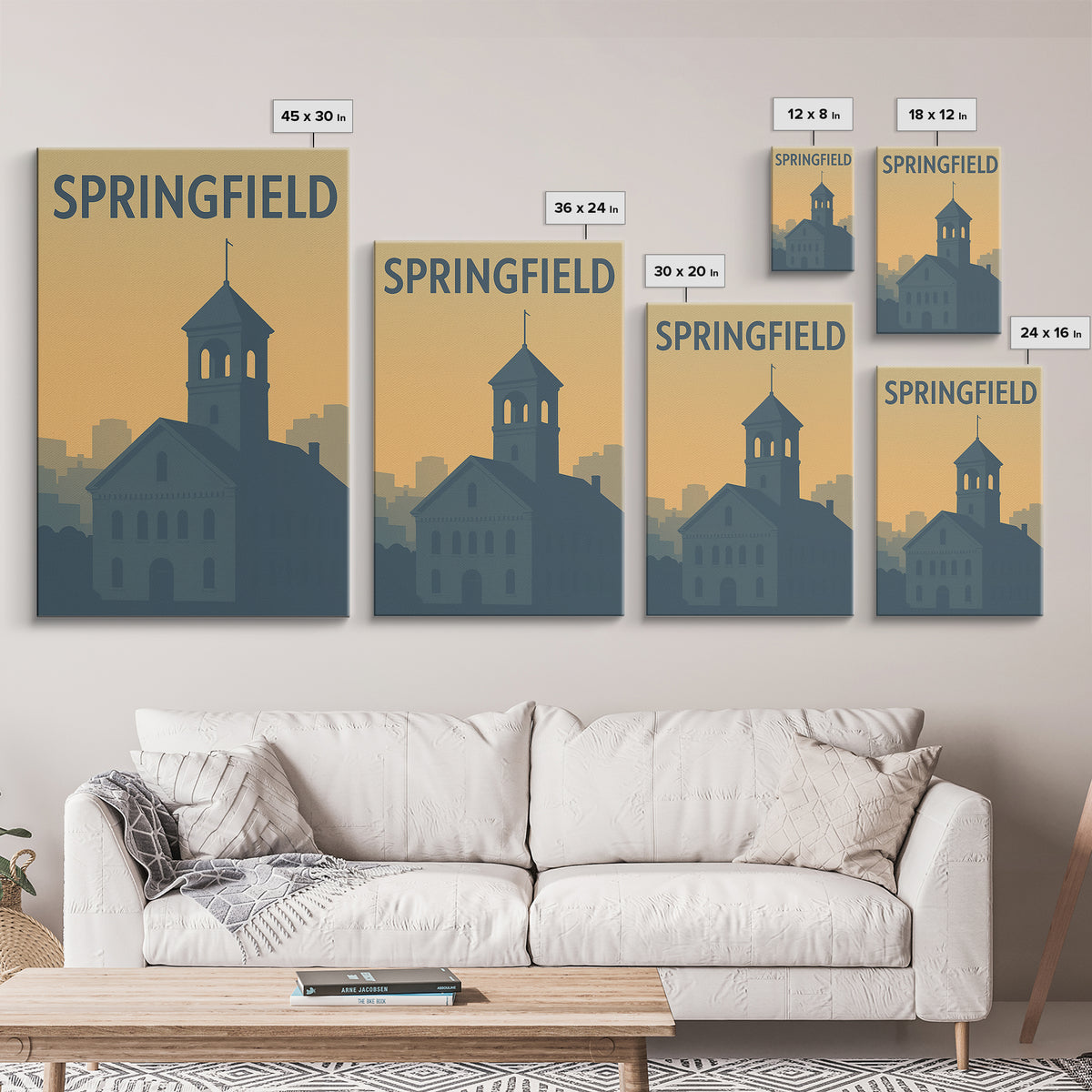 Springfield Travel Poster, Framed Canvas Print, Vintage City Poster Art, Springfield Art Print, Vintage City Poster, Mid Century Wall Art