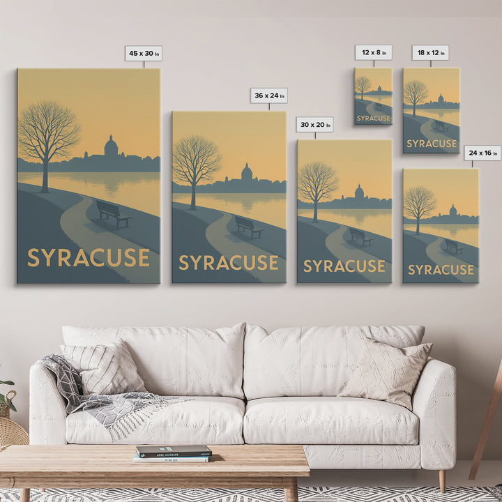 Syracuse Travel Poster, Canvas Print, Minimalist Retro Wall Art, Syracuse City Art, Home Office Decor, Mid Century Wall Art, Home Decor