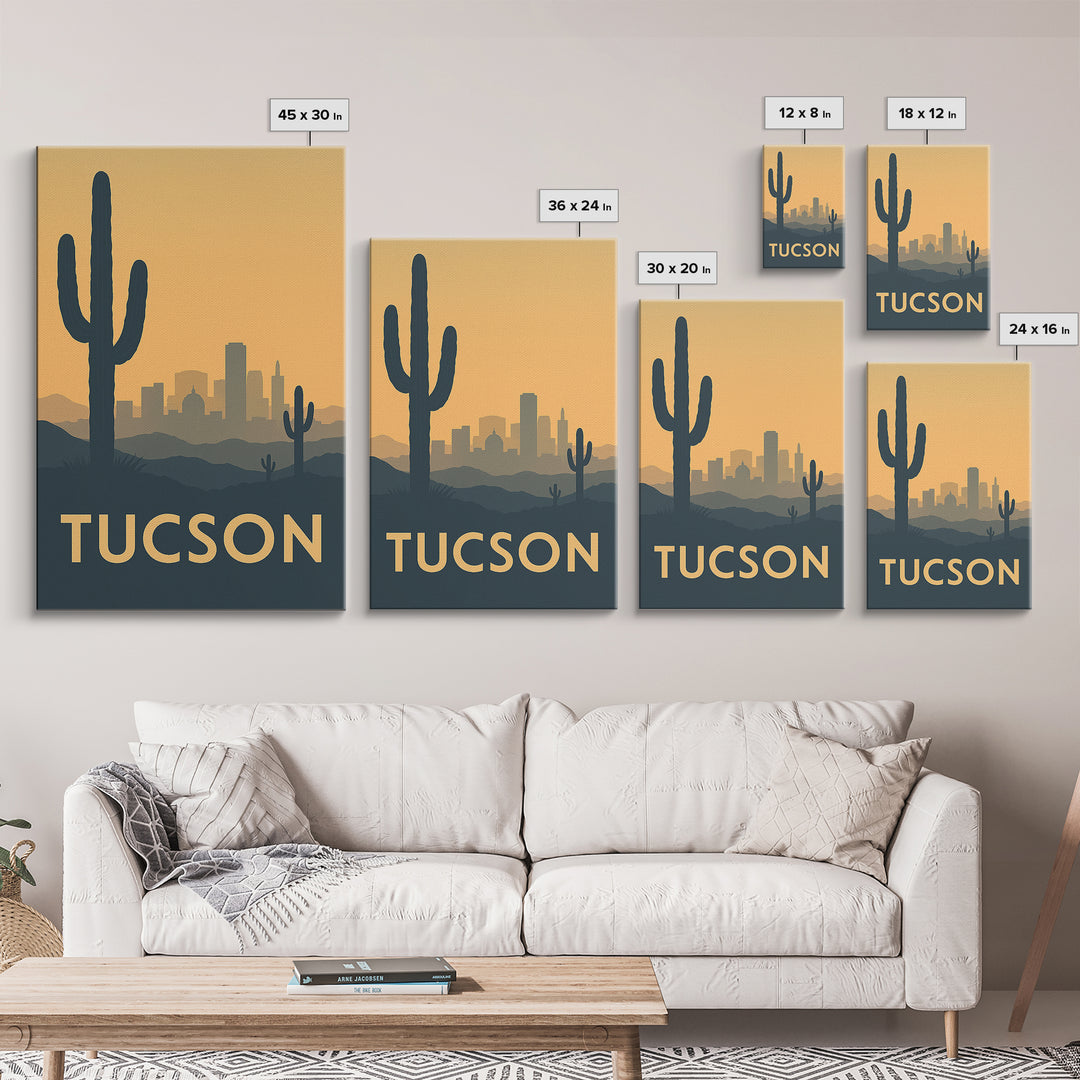 Tucson Travel Poster, Framed Canvas Print, Vintage City Poster Art, Tucson Wall Art, Travel Wall Art, Living Room Wall Art, City Poster