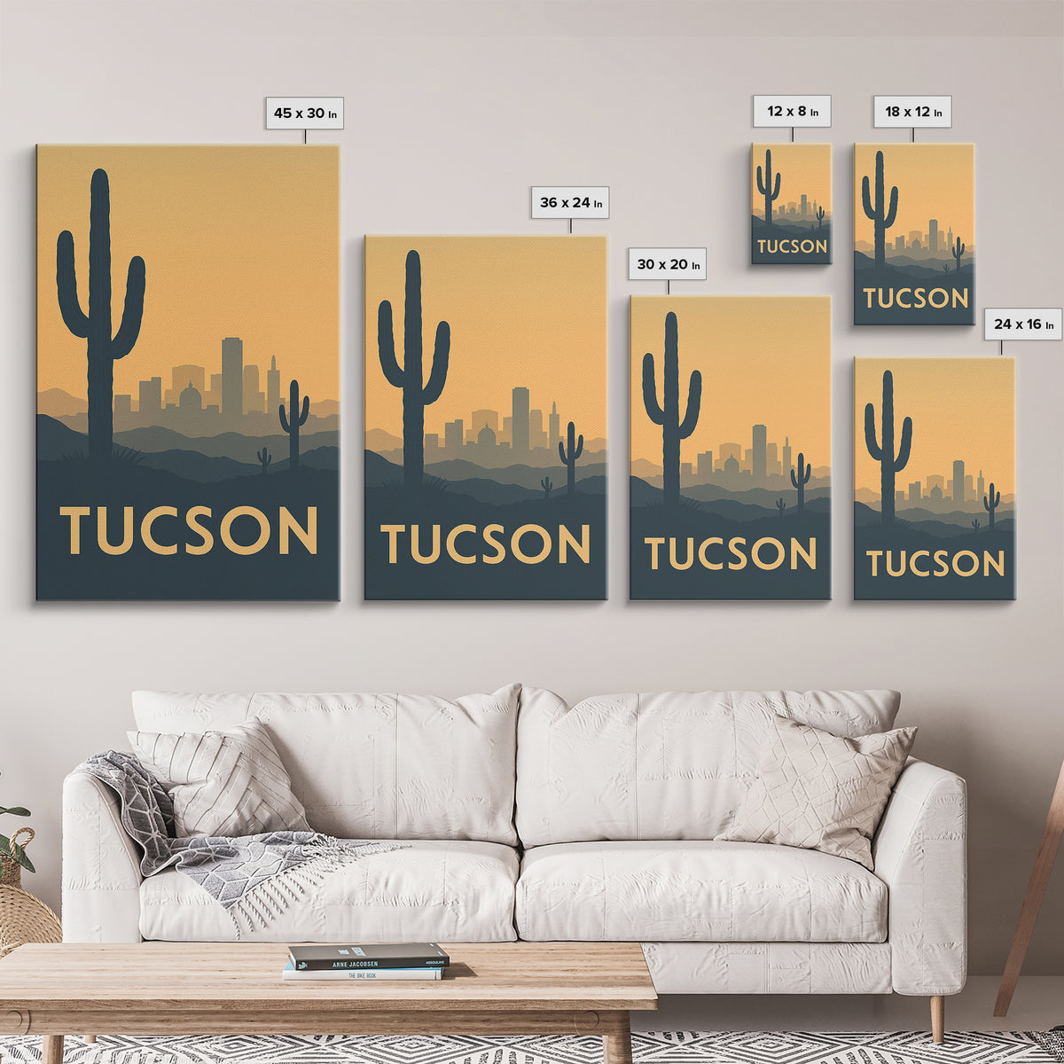 Tucson Travel Poster, Framed Canvas Print, Vintage City Poster Art, Tucson Wall Art, Travel Wall Art, Living Room Wall Art, City Poster