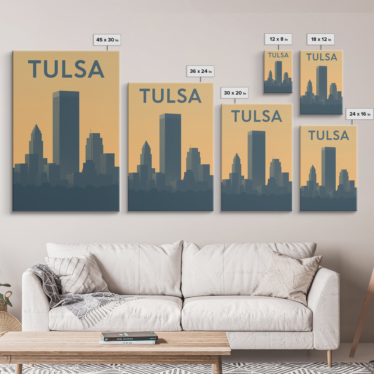 Tulsa Travel Poster, Framed Canvas Print, Sunset Skyline Wall Art, Tulsa Art Print, City Travel Prints, Wanderlust Decor, Travel Wall Decor
