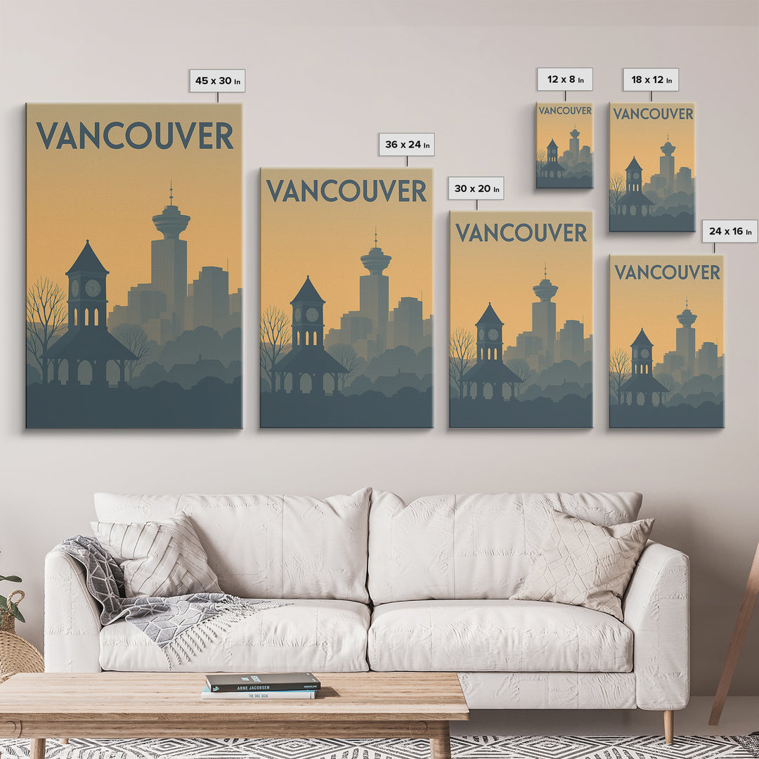 Vancouver Washington Travel Poster, Canvas Print, Sunset Skyline Wall Art, Vancouver Poster Print, City Art Print, Wall Art, Poster Art
