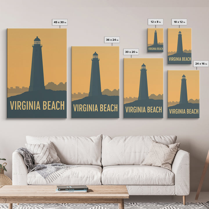 Virginia Beach Virginia Travel Poster, Canvas Print, Sunset Skyline Wall Art, Virginia Beach Wall Art, Vintage Travel Art, Fine Art Print
