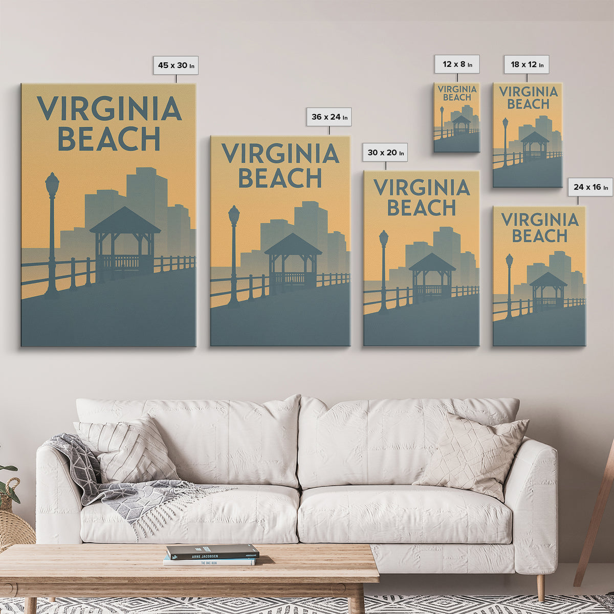 Virginia Beach Travel Poster, Framed Canvas Print, Vintage City Poster Art, Virginia Beach Art Print, Vintage City Art, Gift For Travelers