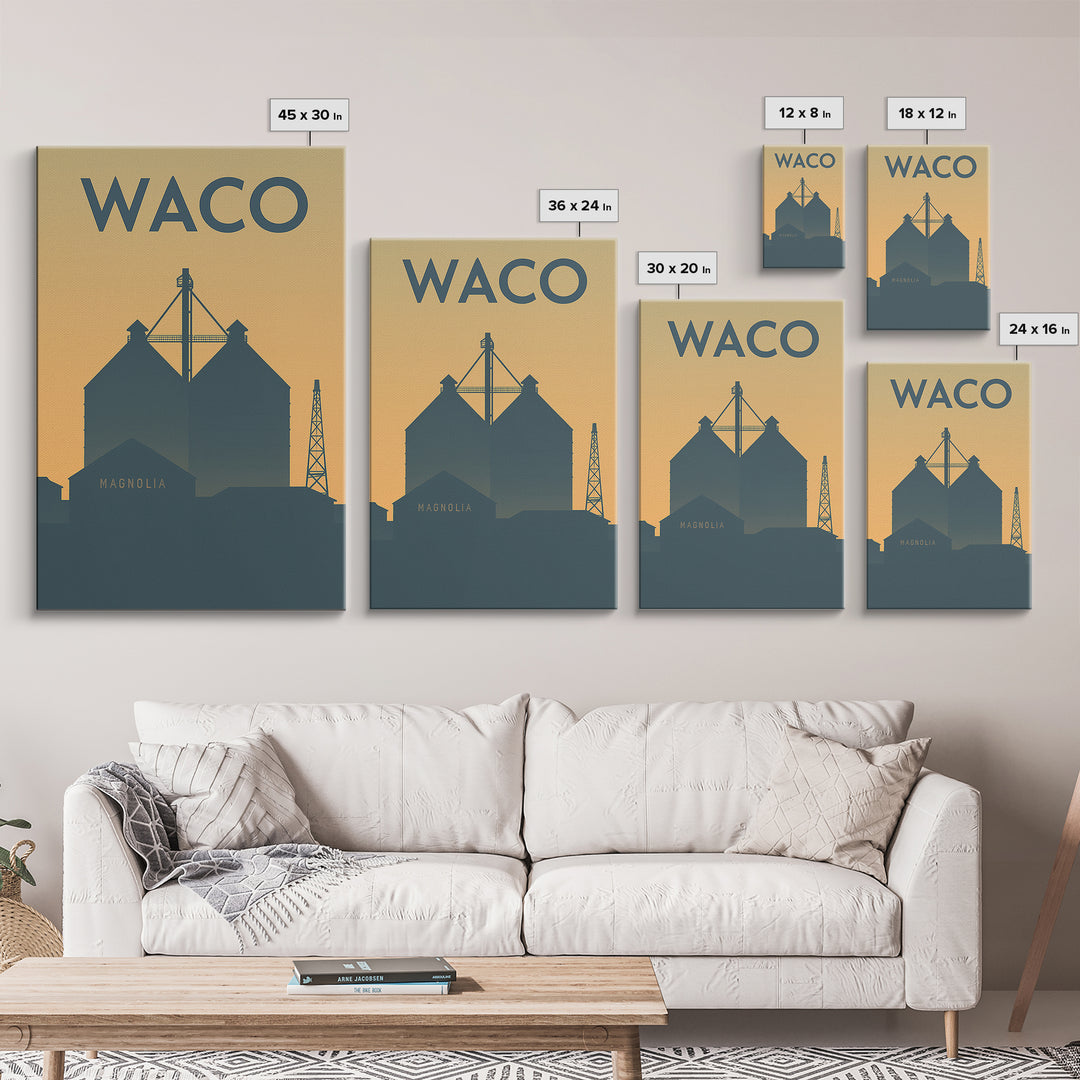 Waco Travel Poster, Canvas Print, Vintage City Poster Art, Waco Art Print, Mid Century Wall Art, Vintage City Poster, Vintage Travel Art