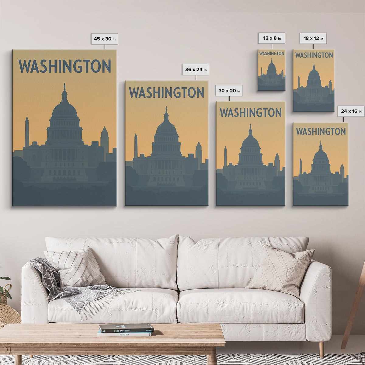 Washington Travel Poster, Canvas Print, Mid Century Travel Art, Washington Art Print, Living Room Wall Art, Eclectic Wall Decor