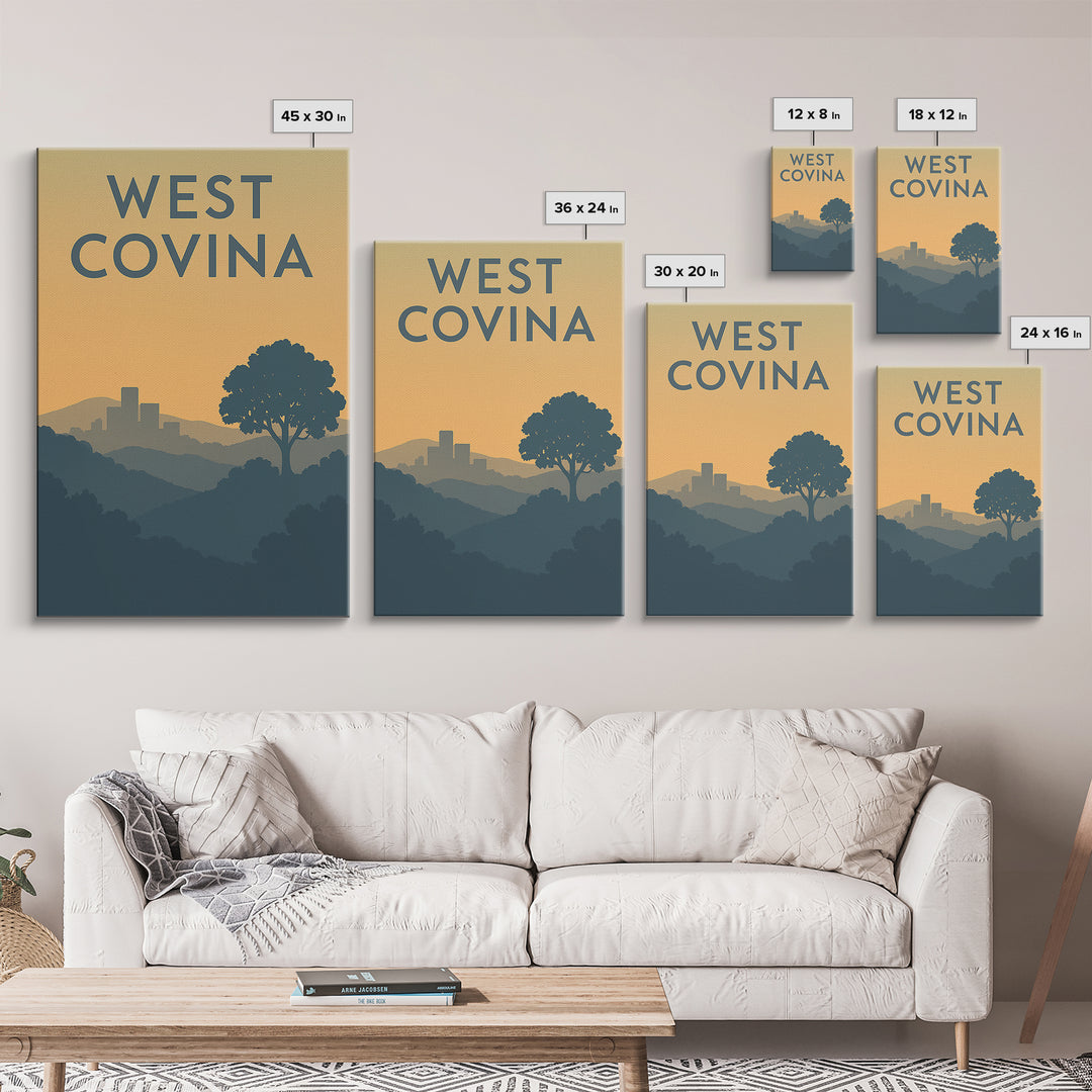 West Covina California Travel Poster, Canvas Print, Mid Century Travel Art, West Covina Wall Art, Wall Art, Fine Art Print, Travel Print