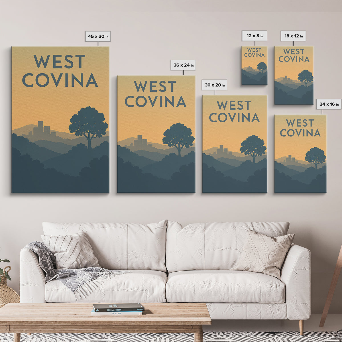West Covina California Travel Poster, Canvas Print, Mid Century Travel Art, West Covina Wall Art, Wall Art, Fine Art Print, Travel Print