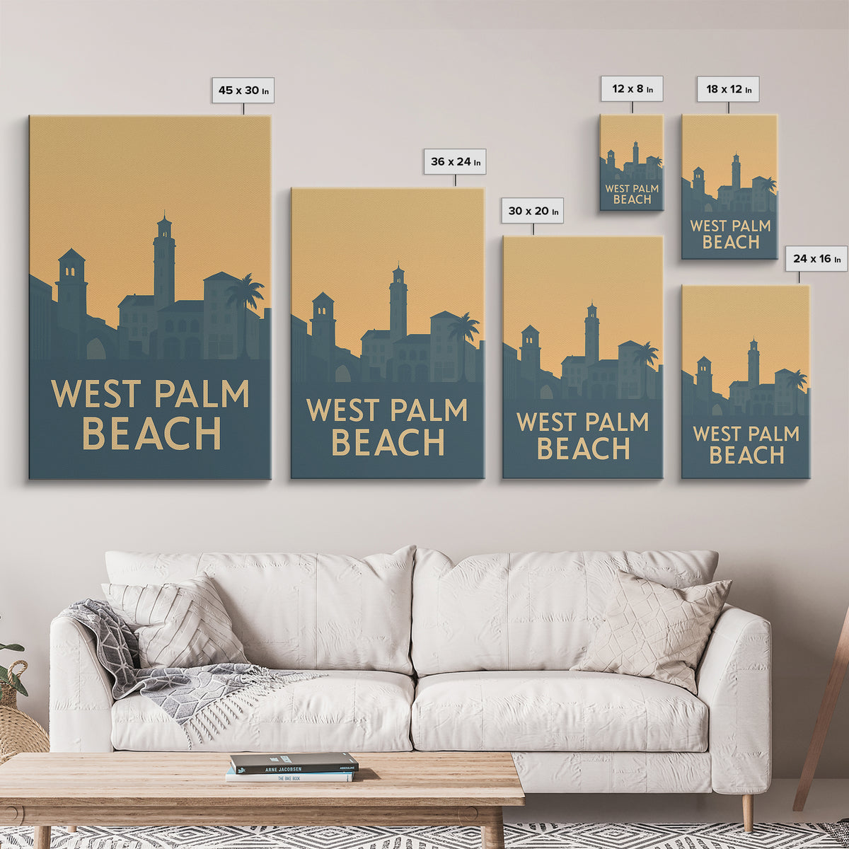 West Palm Beach Florida Travel Poster, Canvas Print, Retro Wall Art, West Palm Beach Wall Art, Travel Wall Art, Retro Travel Print