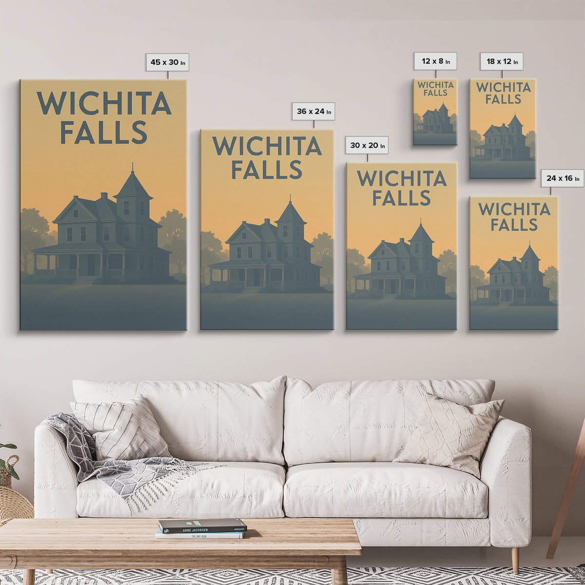 Wichita Falls Texas Travel Poster, Canvas Print, Mid Century Travel Art, Wichita Falls Travel Art, Vintage Travel Print, Travel Poster Set