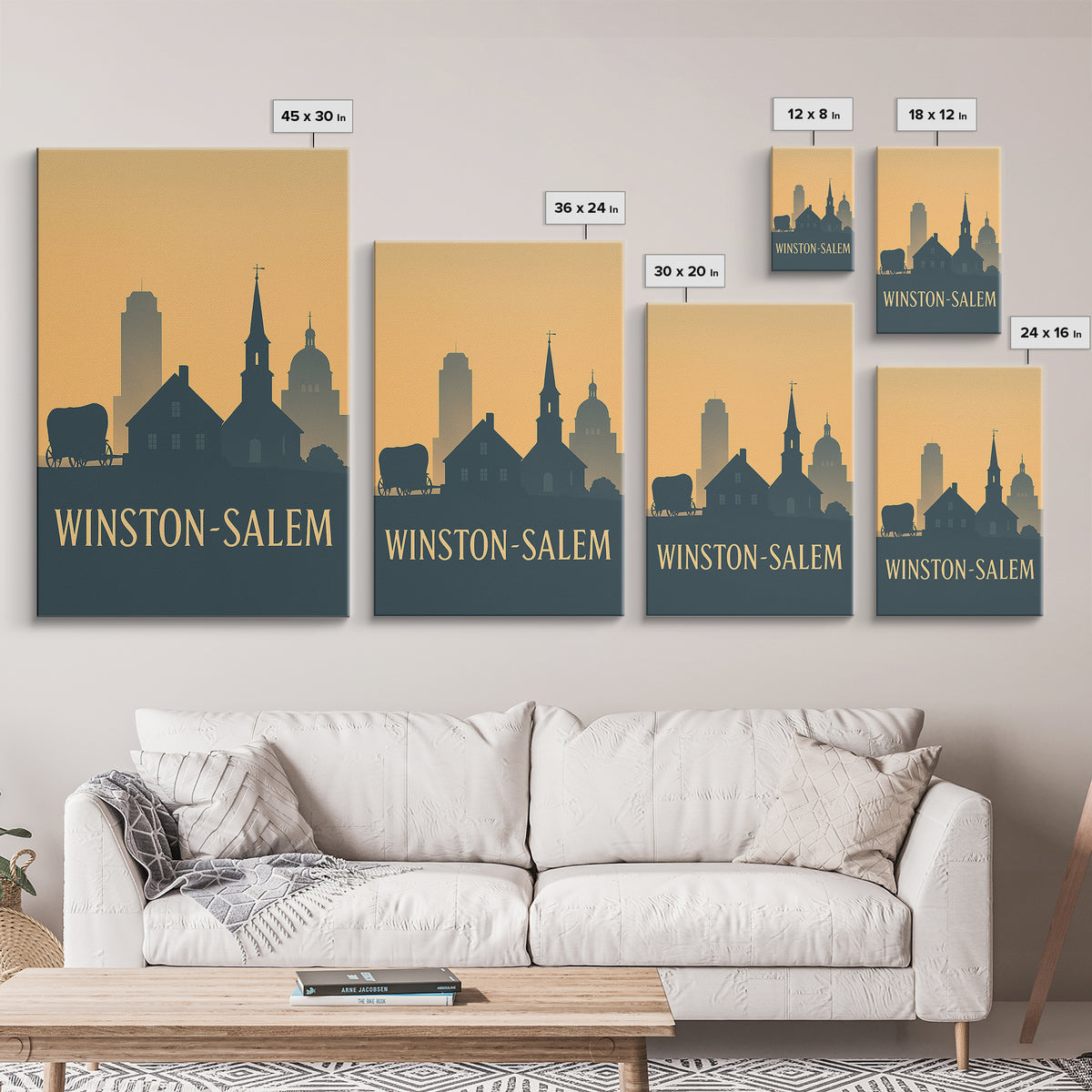 Winston Salem North Carolina Travel Poster, Canvas Print, Retro Wall Art, Winston Salem Art Print, Gift For Travelers, Vintage City Poster