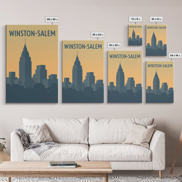 Winston Salem Travel Poster, Framed Canvas Print, Minimalist Retro Wall Art, Winston Salem Travel Art, City Art Print, Travel Art Print